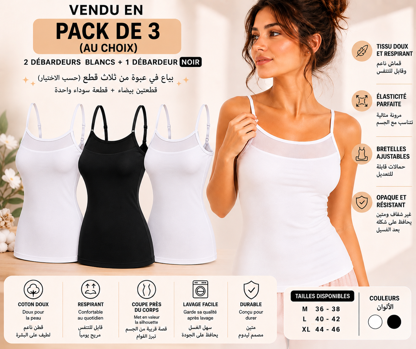 Pack 3 débardeurs Émeraude
